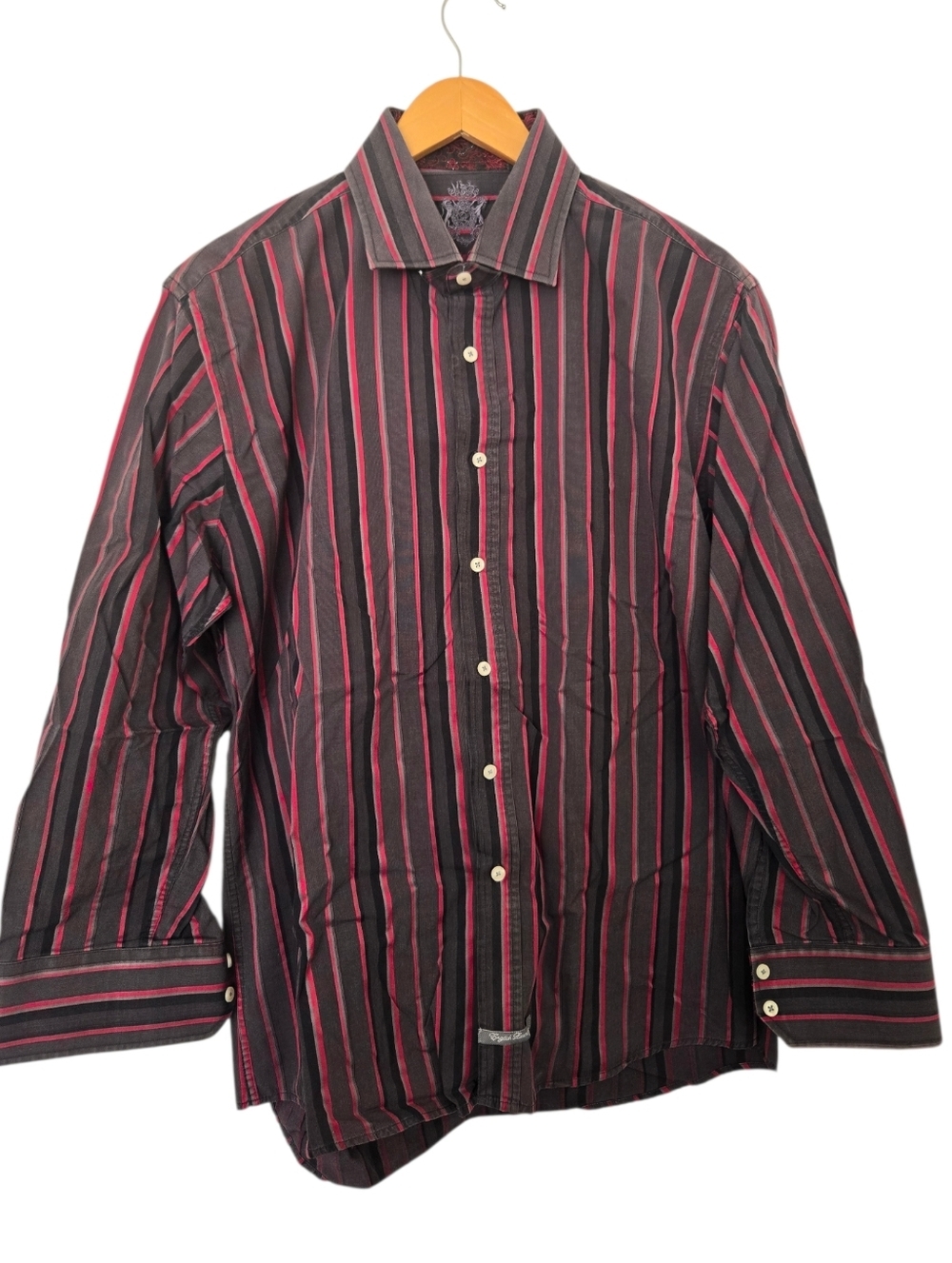 English Laundry Striped Button Up Shirt | Red & Black | Dress Shirt
